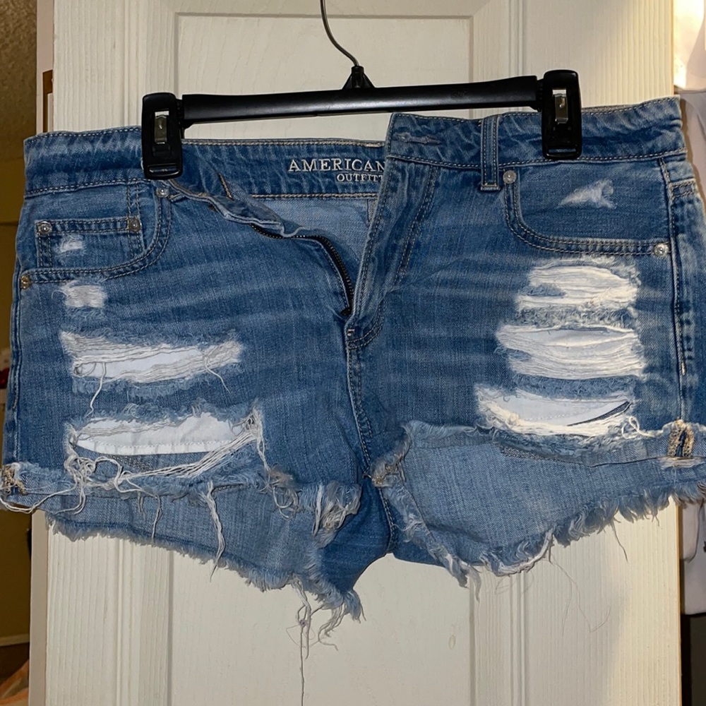 Ripped jean shorts